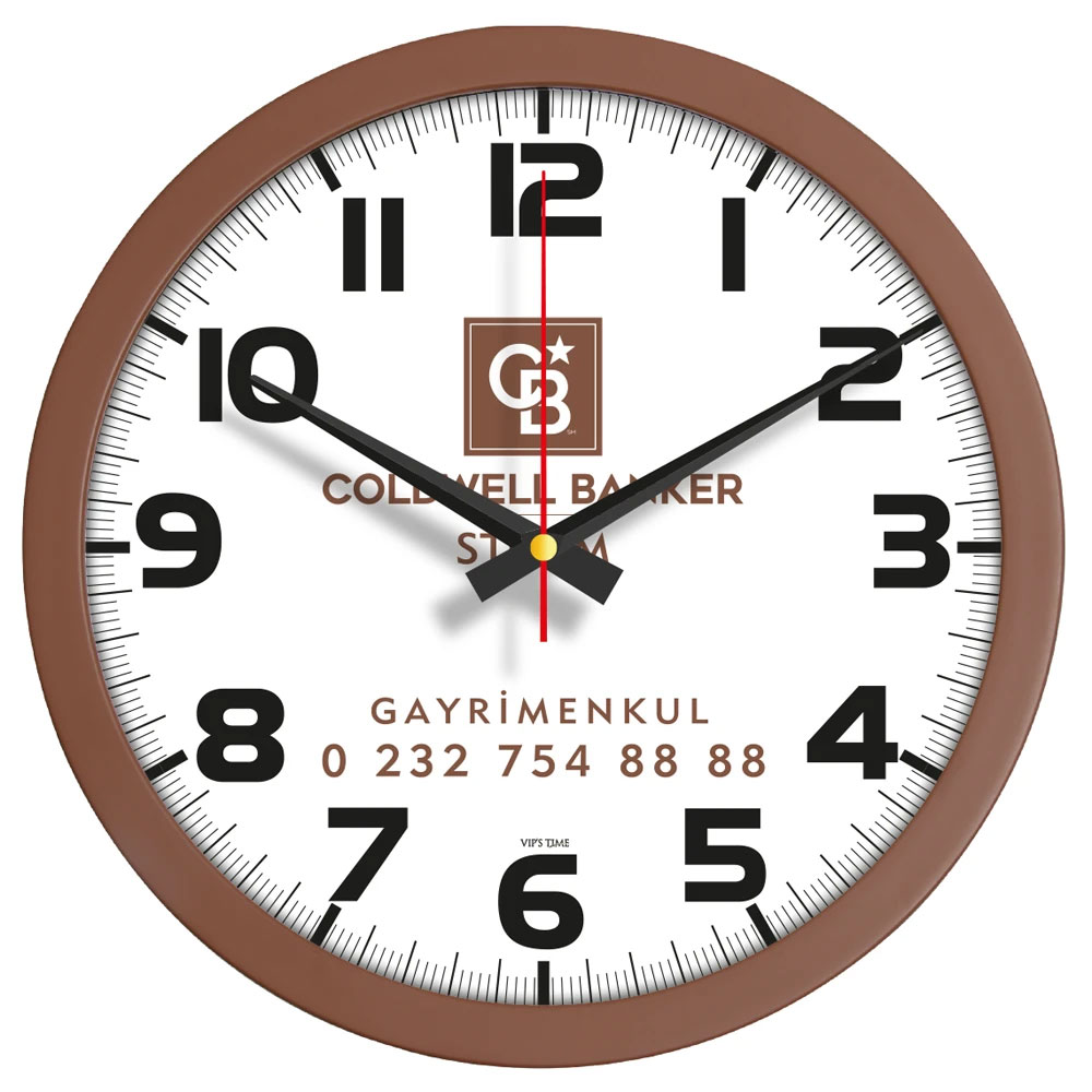 334-kahverengi V30-334-KH Plastik Duvar Saati - Görsel 1